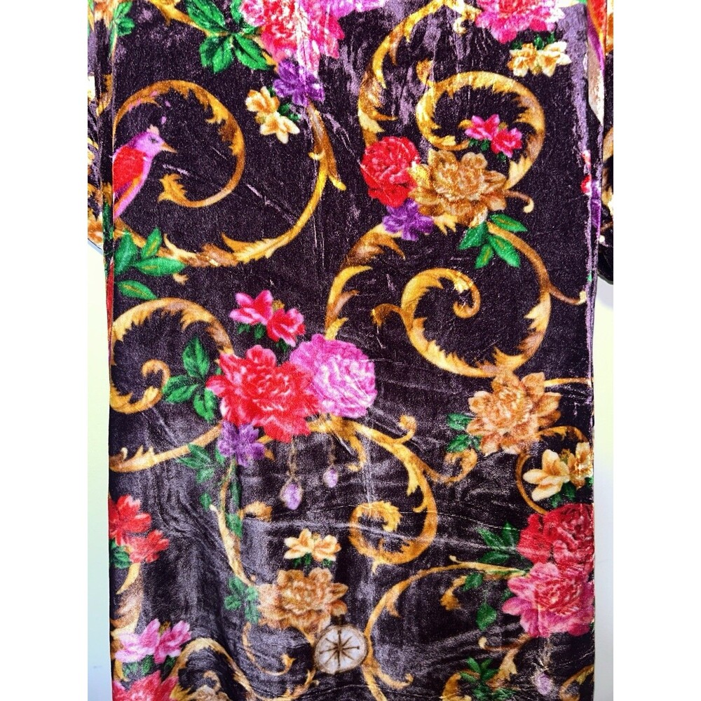 Alden Adair Jerry Velvet Dress Arabesque Floral Baroque Kimono Kaftan Maxi Sz L - Picture 7 of 10